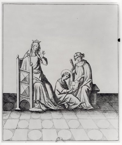 Blanche de Castille and her Son Louis at his Studies by French School